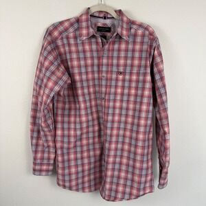 Ariat Pro Series Mens Small Red Plaid Long Sleeve Button Down Shirt Mesh Yoke